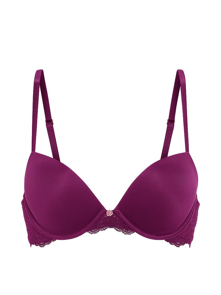 Sutien push-up, neted și dantelat. Produsul este de culoare mov și provine din colecția Dream Angels.