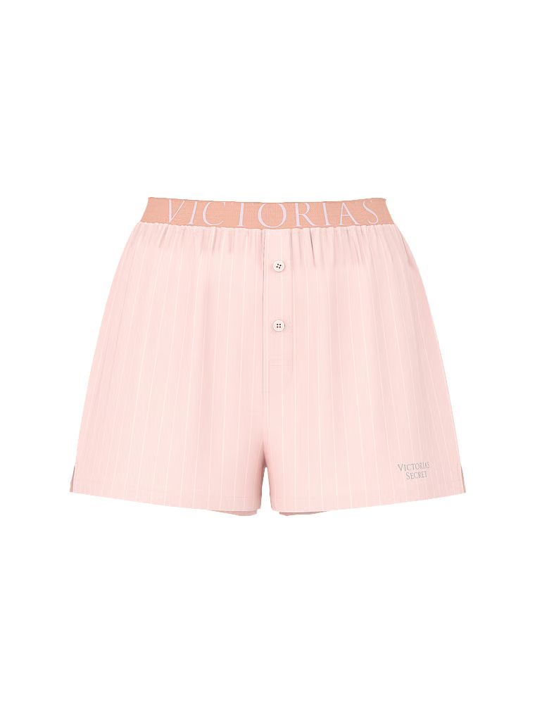 Pantaloni scurți de pijama Heritage din bumbac Mix & Match. Produsul este modelat și provine din colecția Victoria's Secret.