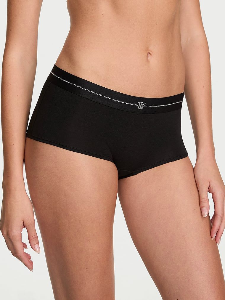 Cotton Chiloți Boyshort cu logo strălucitor, din bumbac
