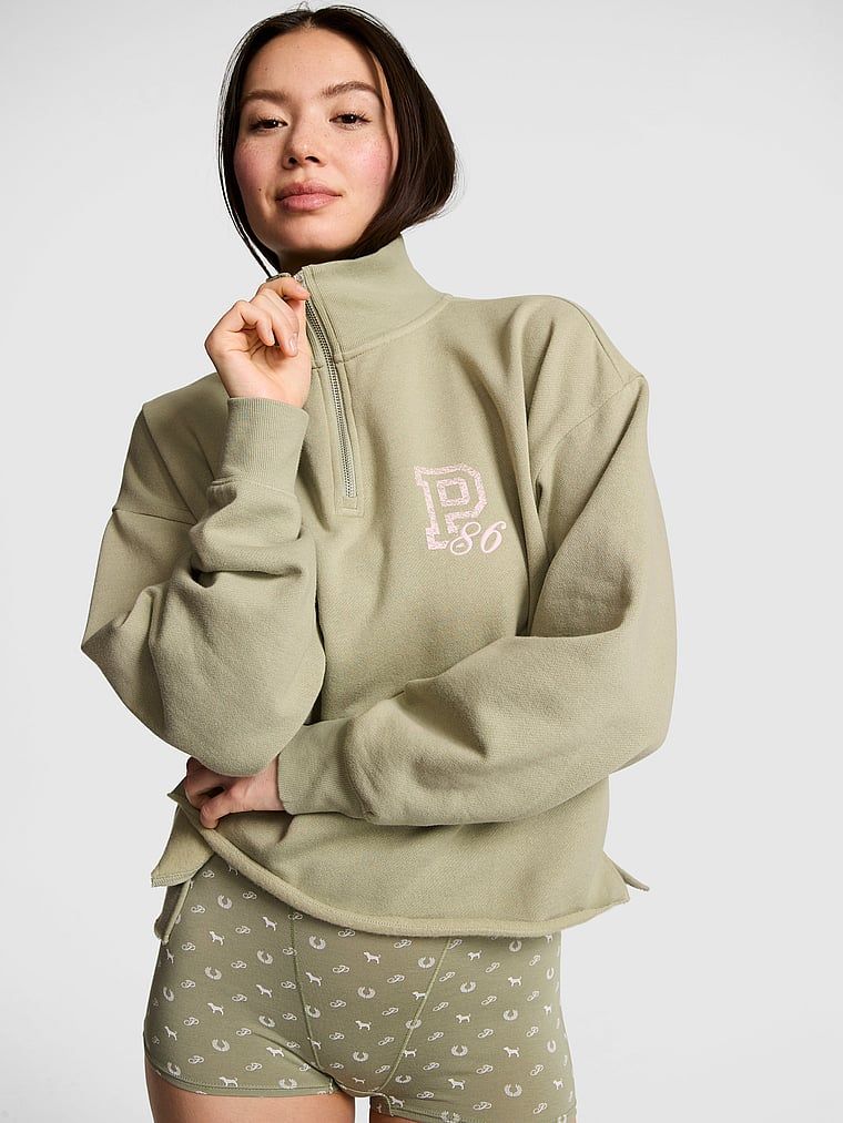 Bluză cu fermoar sfert și croială dreaptă Campus Fleece