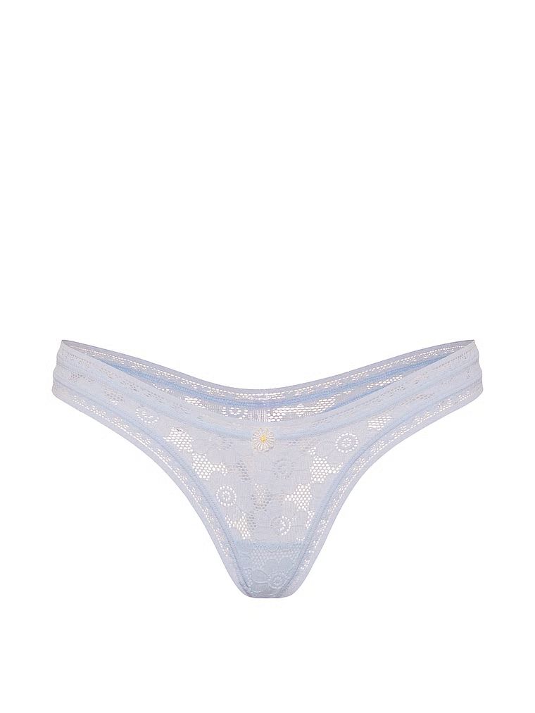 Tanga croșetată din dantelă Ultra-Mini Scoop. Produsul este albastru și provine din colecția Lacie.