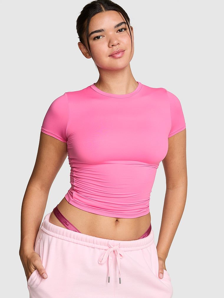 PINK Tricou elastic PINK Base cu mânecă scurtă
