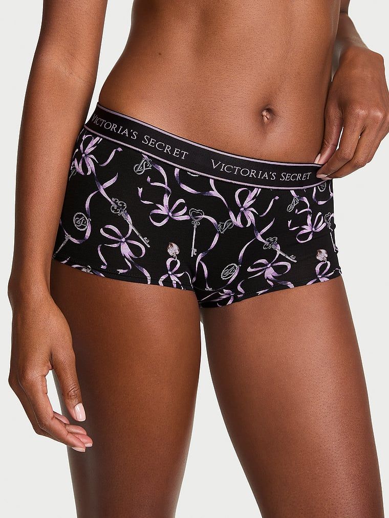 Cotton Chiloți Boyshort din bumbac, cu logo aplicat