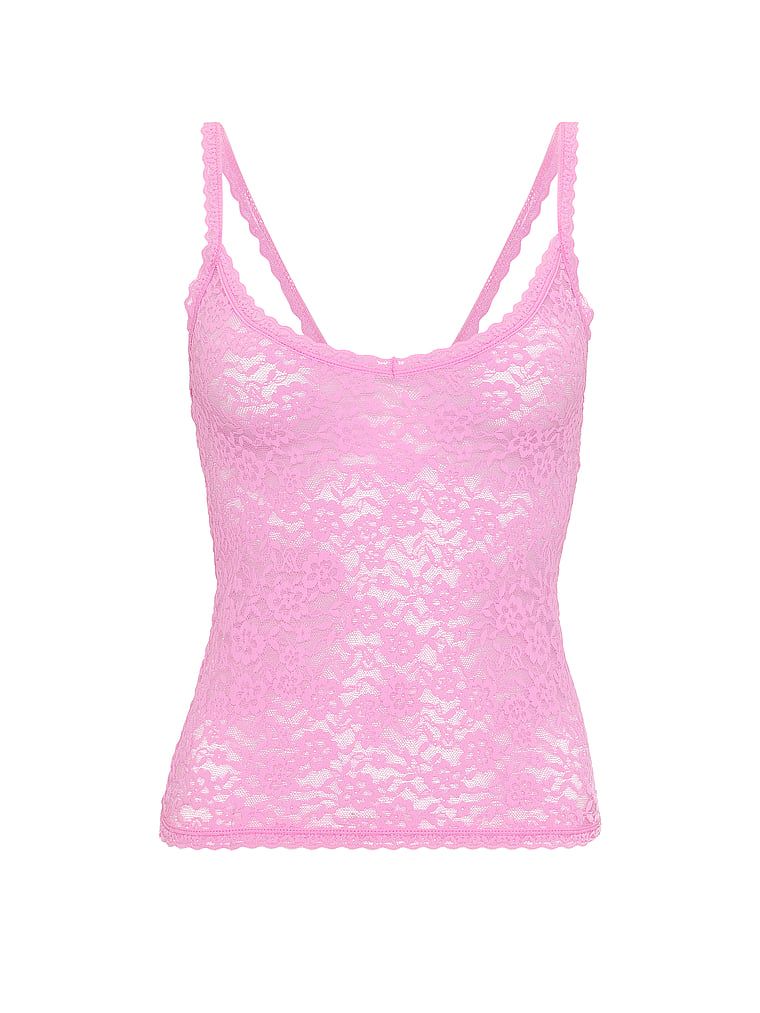 Blu din dantelă cu bretele subțiri Camio. Produsul este roz și provine din colecția Victoria's Secret.