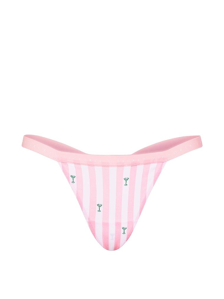 Tanga de bumbac elastic. Produsul este modelat și provine din colecția Victoria's Secret.