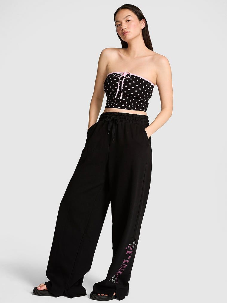 Pantaloni de trening cu croi larg și tiv despicat Campus Fleece