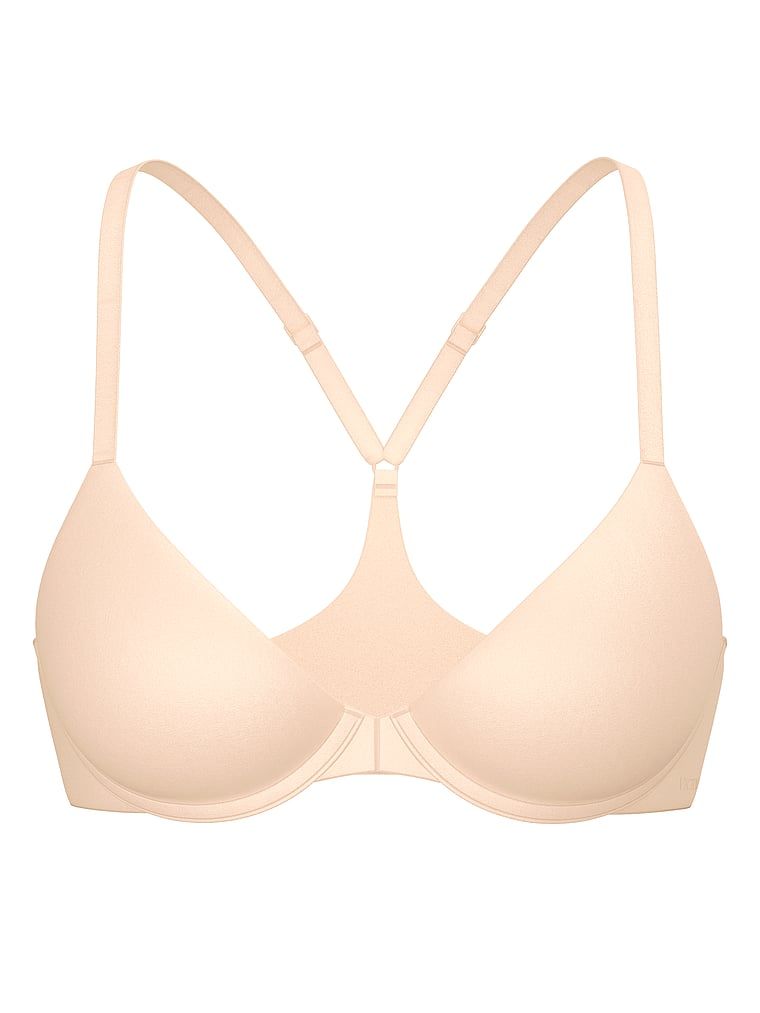 Sutien ușor căptușit închis în față. Produsul este de culoare bej și provine din colecția Body by Victoria.