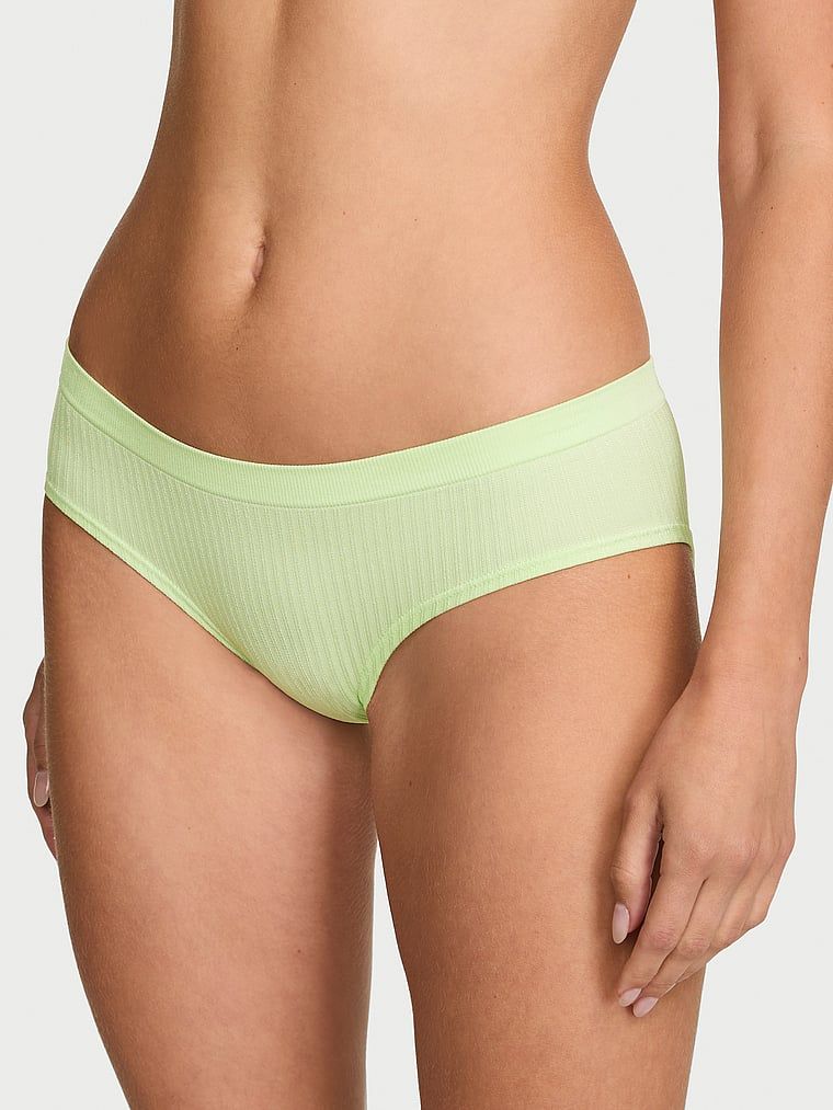 Chiloți hiphugger cu coaste transparente fără cusură. Produsul este de culoare verde și provine din colecția Seamless (Seamless Collection).