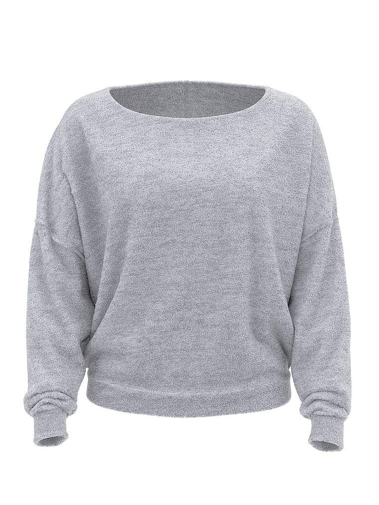 Hanorac tricotat cu decolteu larg Summer Knit. Produsul este gri și provine din colecția Victoria's Secret.