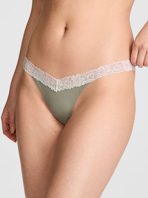 Tanga din bumbac cu dantelă