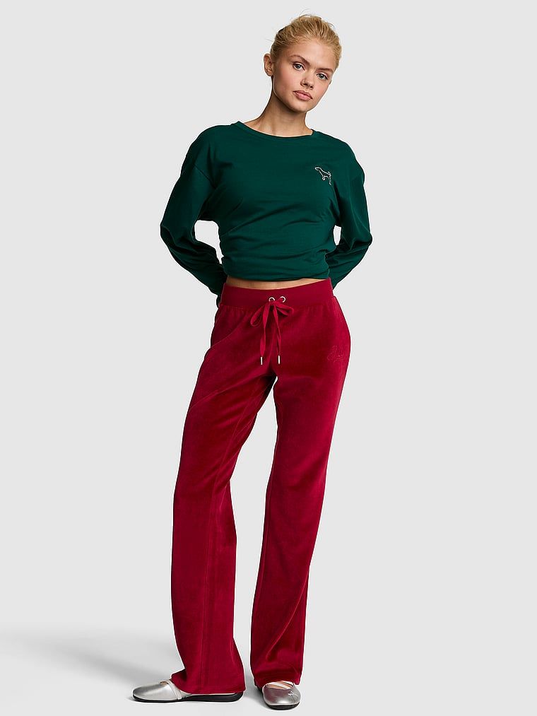 PINK Pantaloni evazați din velur Vintage Velour