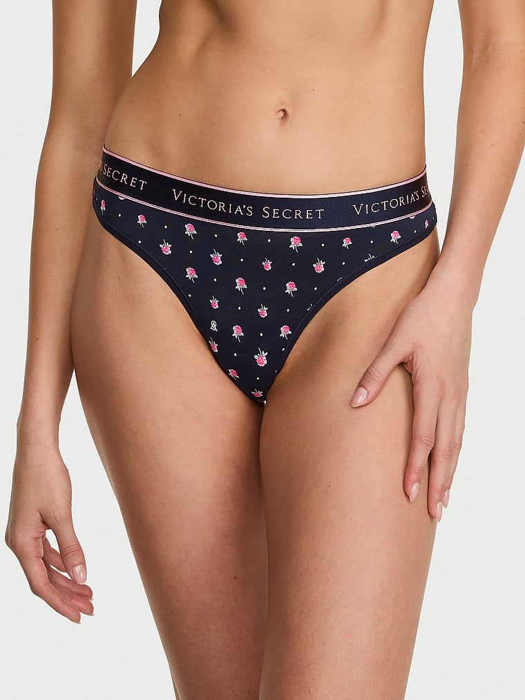 Cotton Chiloți tanga din bumbac elastic cu logo