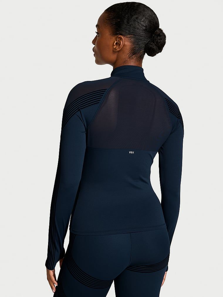 Hanorac sport din plasă și fermoar VSX Elevate Redefined Contours. Produsul este de culoare albastră și provine din colecția VSX.