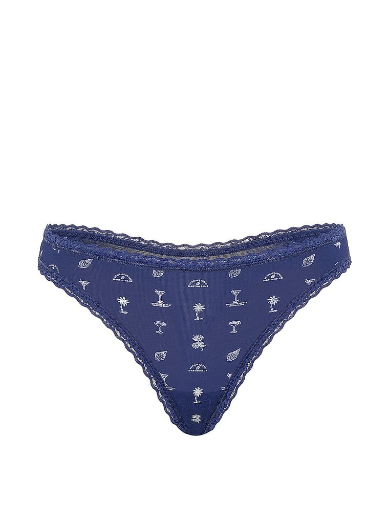 Tanga de bumbac cu dantelă pe margini: talie din dantelă. Produsul este modelat și provine din colecția Lace Trim.