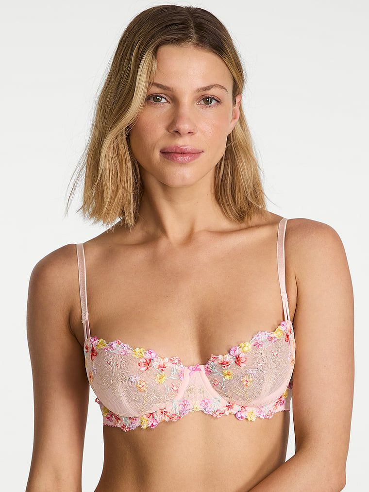 Dream Angels Sutien Balconette Wicked cu broderie cu flori, fără căptușeală