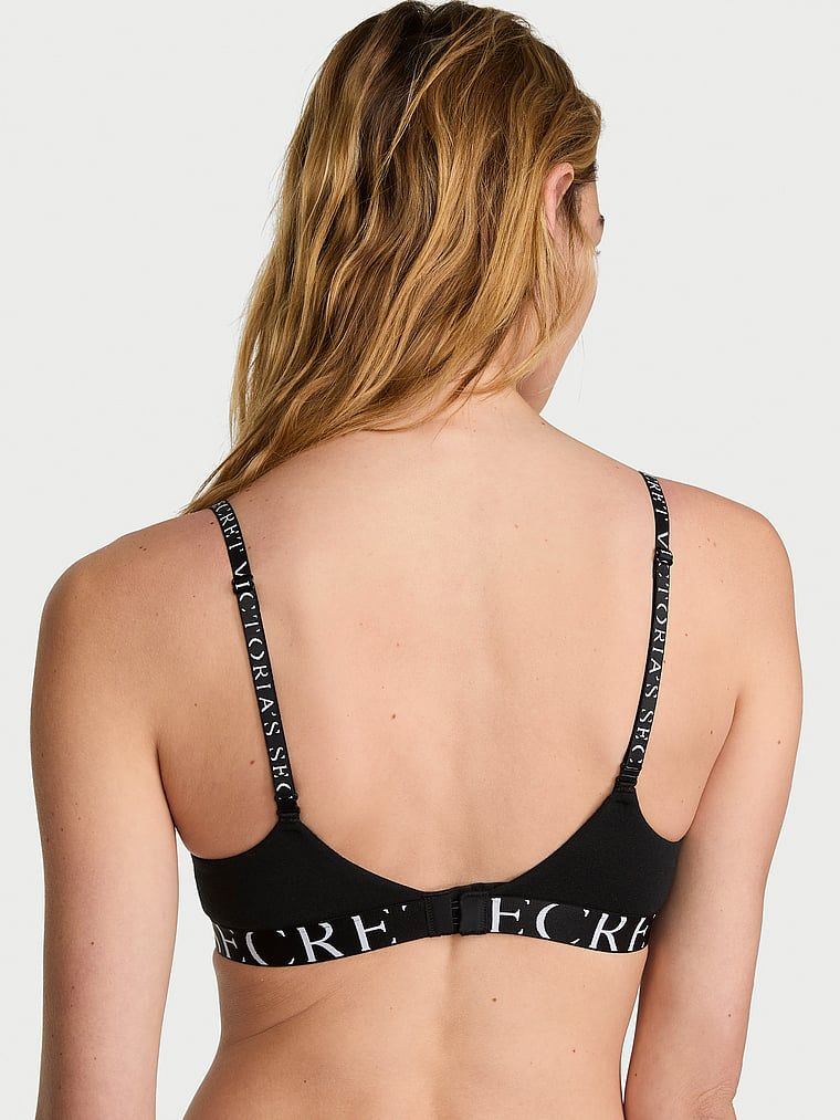 Sutien din bumbac ușor căptușit, Logo Exploded Demi. Produsul este negru și provine din colecția de tricouri.