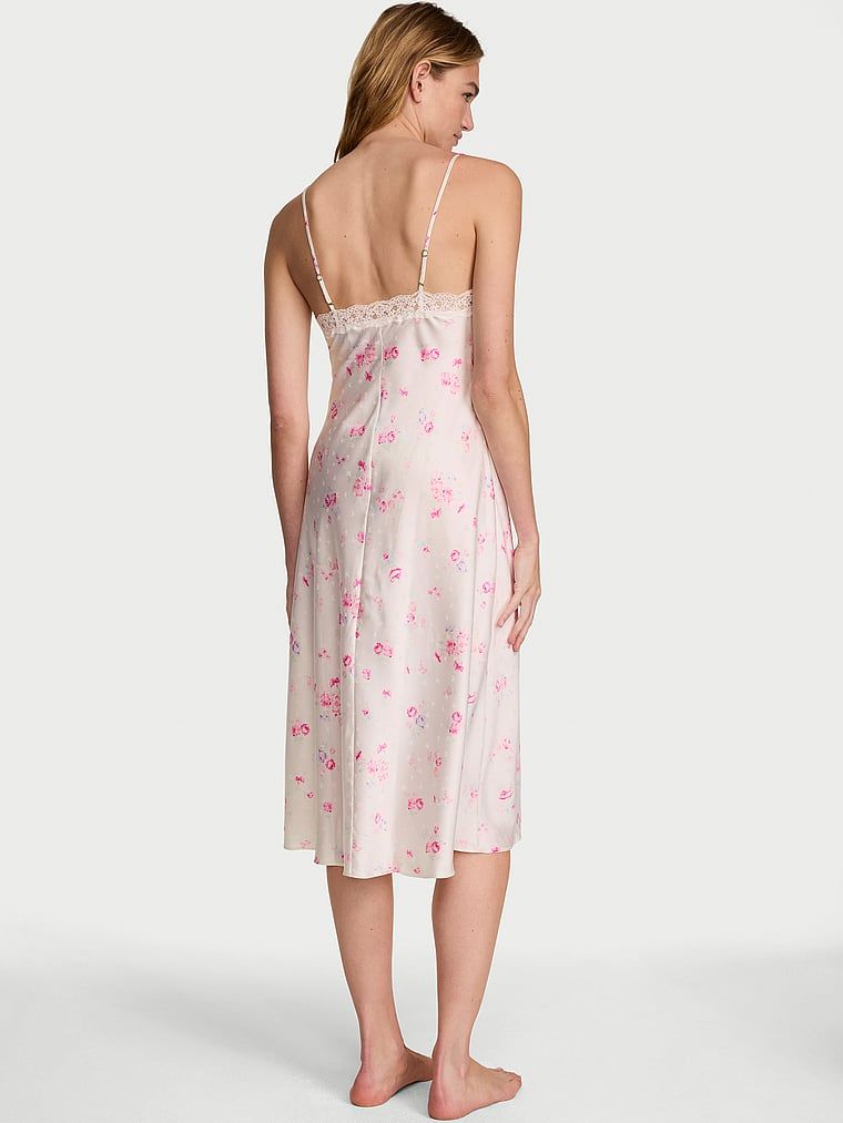 Rochie midi din satin, fluturi. Produsul are un model floral și provine din colecția Dream Angels.