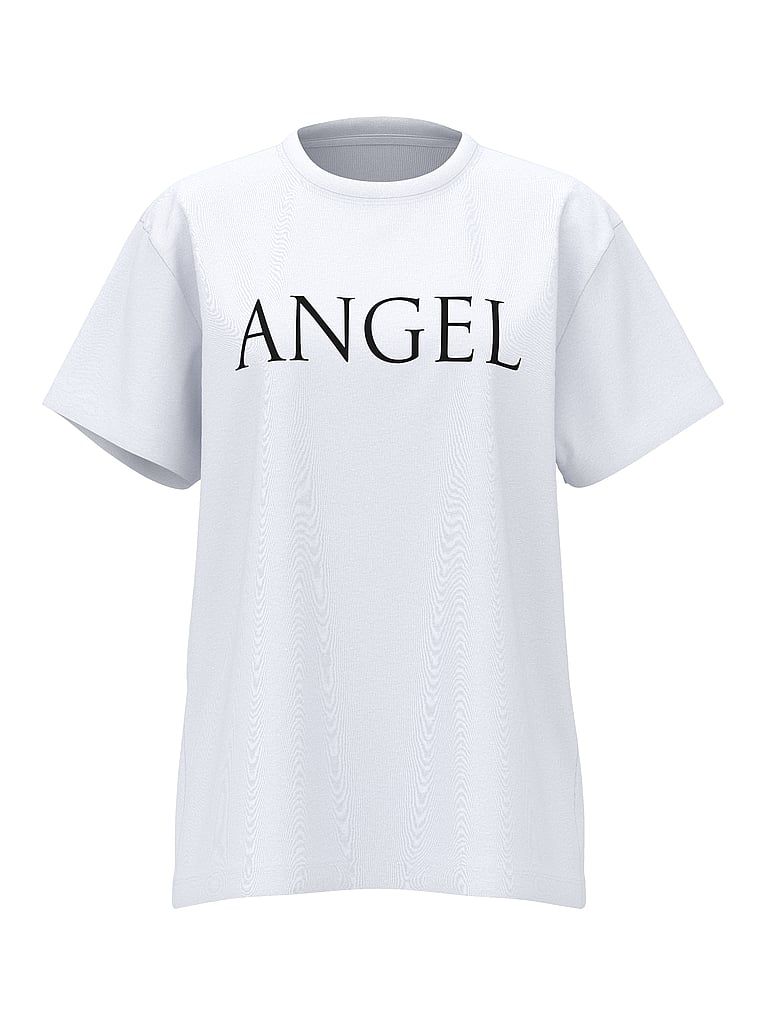 Tricou oversize din bumbac VSFS 2025. Produsul este de culoare albă și provine din colecția Angel Essentials.