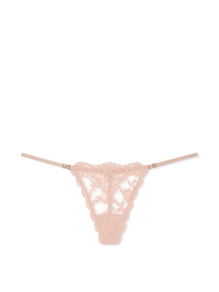 Tanga din dantelă cu bretele reglabile din dantelă V-String. Produsul este bej și provine din colecția Dream Angels.