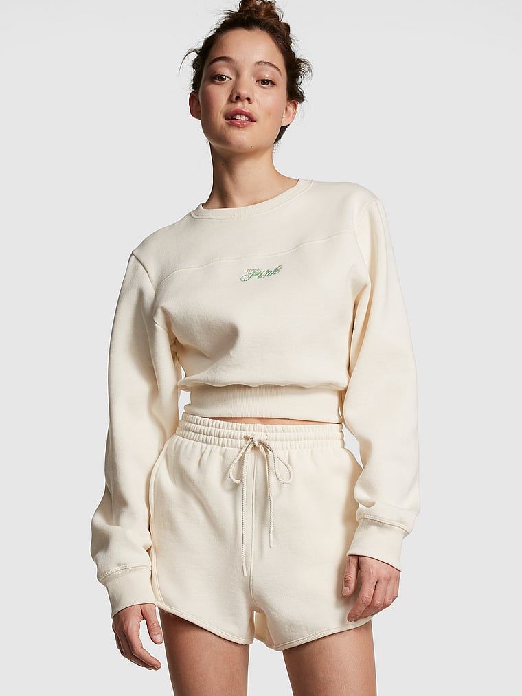 Șort din material Ivy Fleece, cu tiv curbat