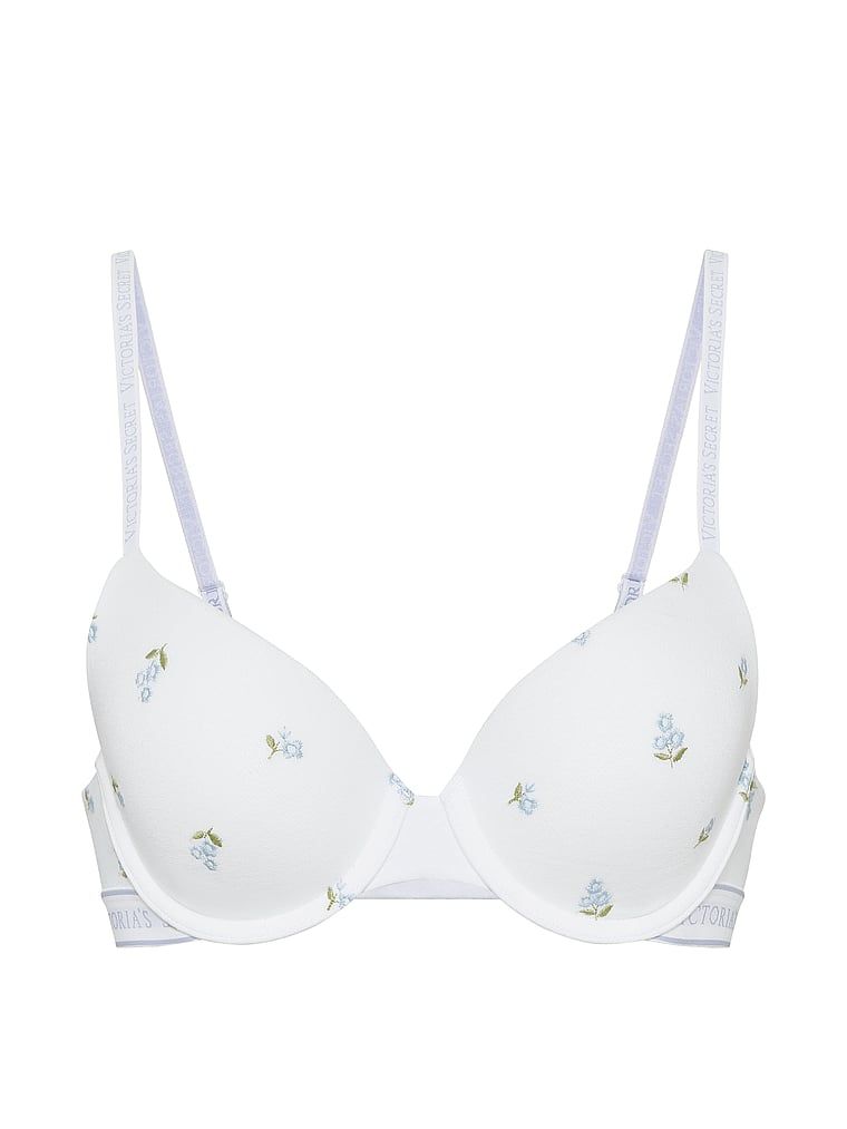 Sutien de bumbac push-up cu broderie Perfect Shape. Produsul este modelat și provine din colecția de tricouri.
