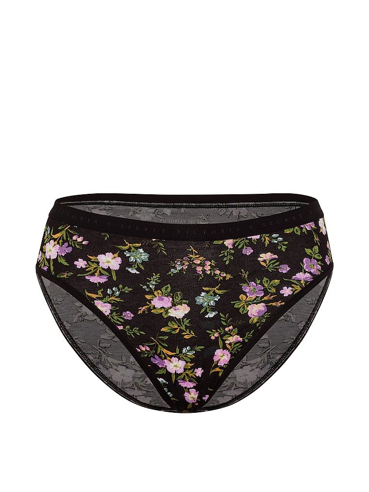 Chiloți din bumbac cu picioare înalte, pantaloni scurti cu picior înalt. Produsul are o culoare florală și provine din colecția Victoria's Secret.