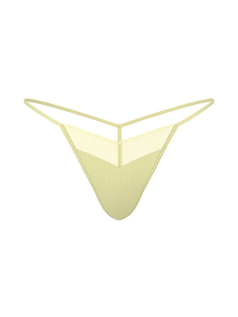 Tanga, dantelă, pointelle. Produsul este galben și provine din colecția Victoria's Secret.