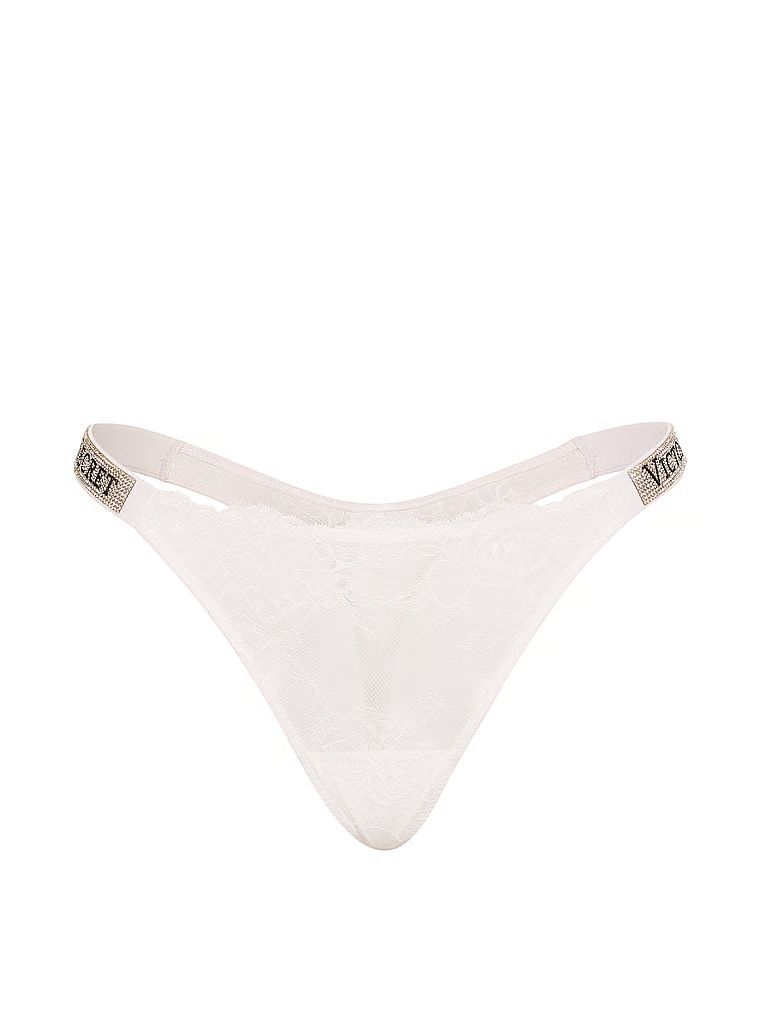 Tanga din dantelă cu curele strălucitoare Shine Strap Produsul este de culoare gri și provine din colecția Very Sexy.