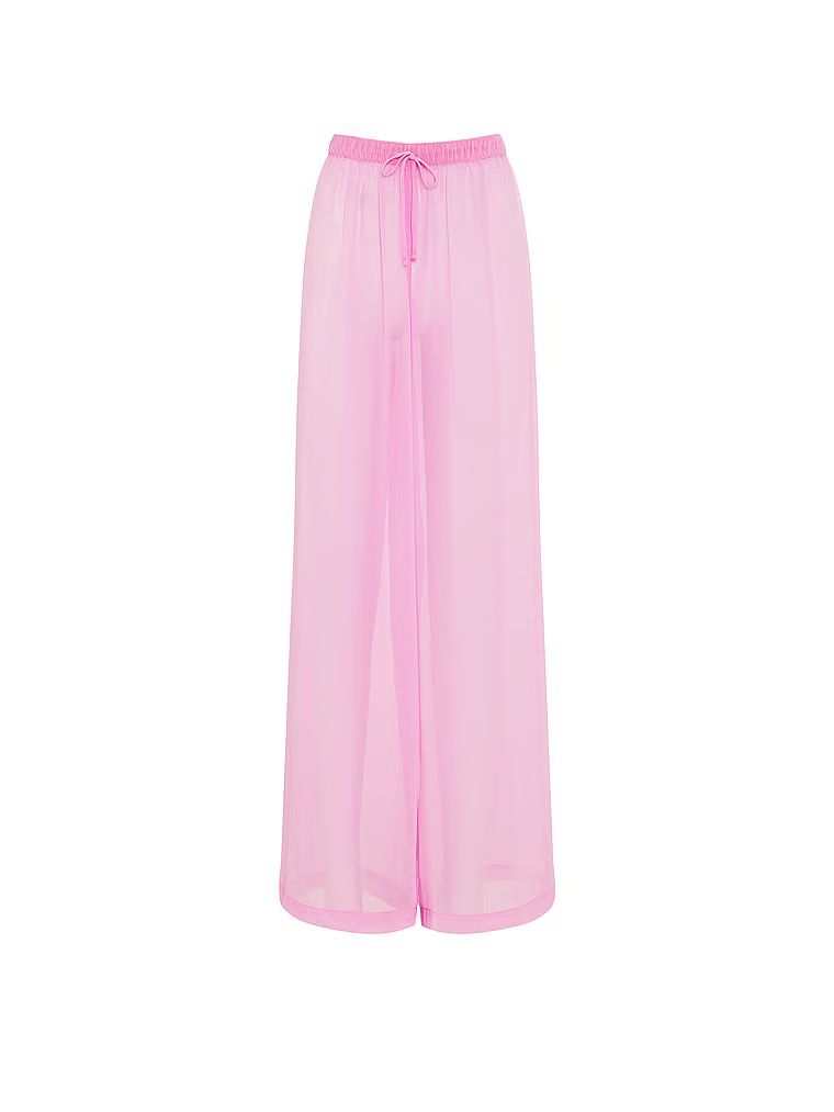 Pantaloni de șifon pentru somn. Produsul este roz și provine din colecția Victoria's Secret.