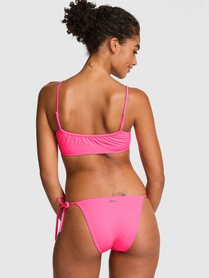 PINK Slip cheeky de bikini cu șnururi laterale