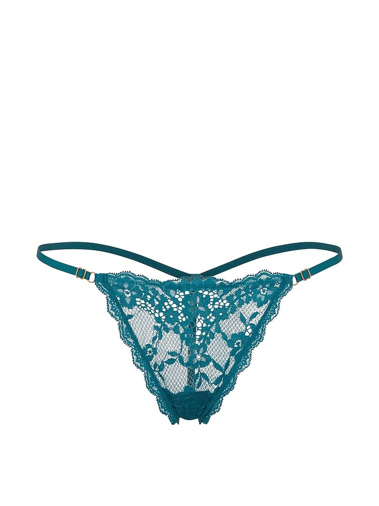 Tanga din dantelă cu bretele reglabile din dantelă V-String. Produsul este albastru și provine din colecția Dream Angels.