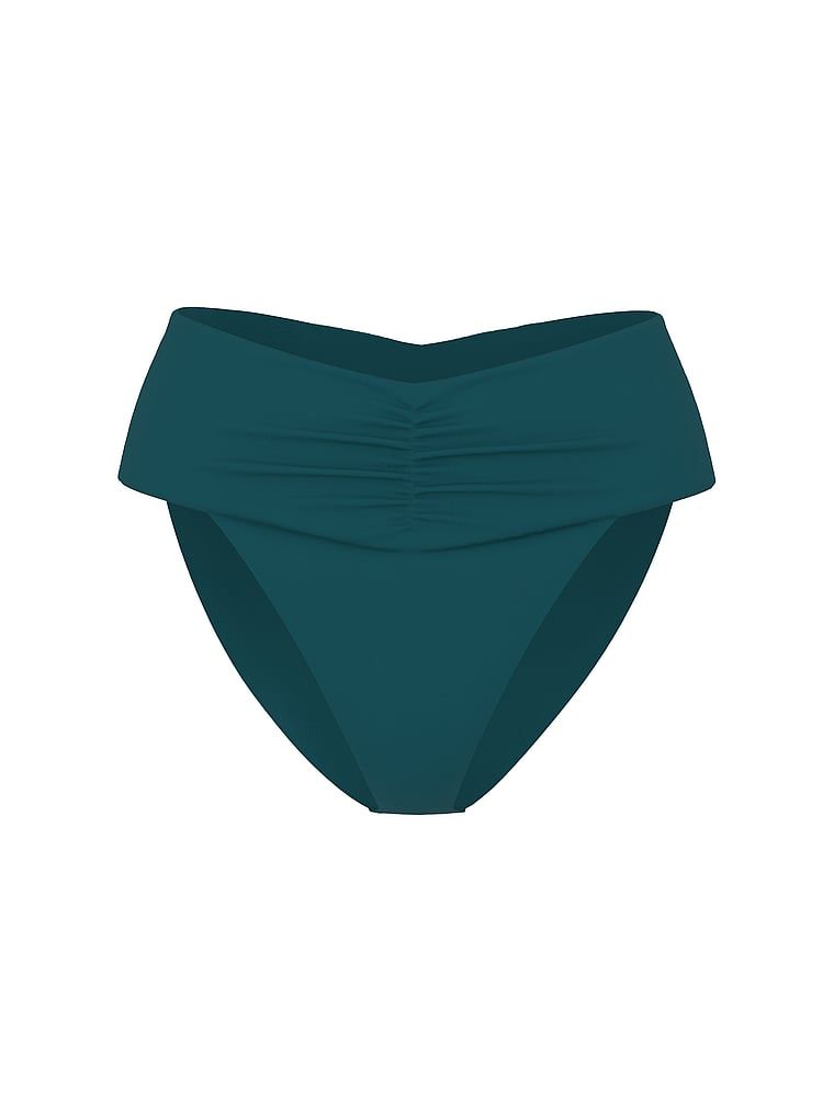 Pantalon de bikini cu talie înaltă, Essential Cinched. Produsul este albastru și provine din colecția Victoria's Secret Swim.