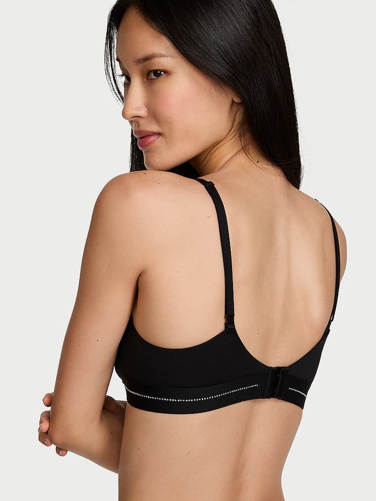 Sutien push-up Perfect Shape Signature Shine Push-up din bumbac. Produsul este negru și provine din colecția de tricouri.