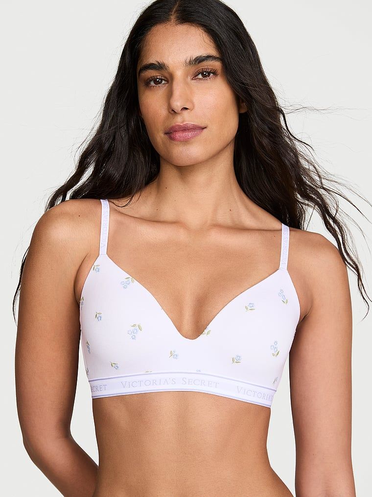 T-shirt Sutien fără sârme din bumbac brodat, cu căptușeală subțire