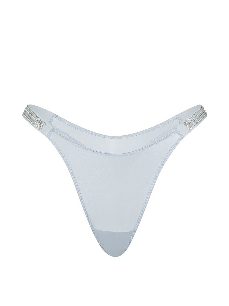 Tanga cu bretele Shiny Stripe Shine. Produsul este de culoare albastră și provine din colecția Very Sexy.