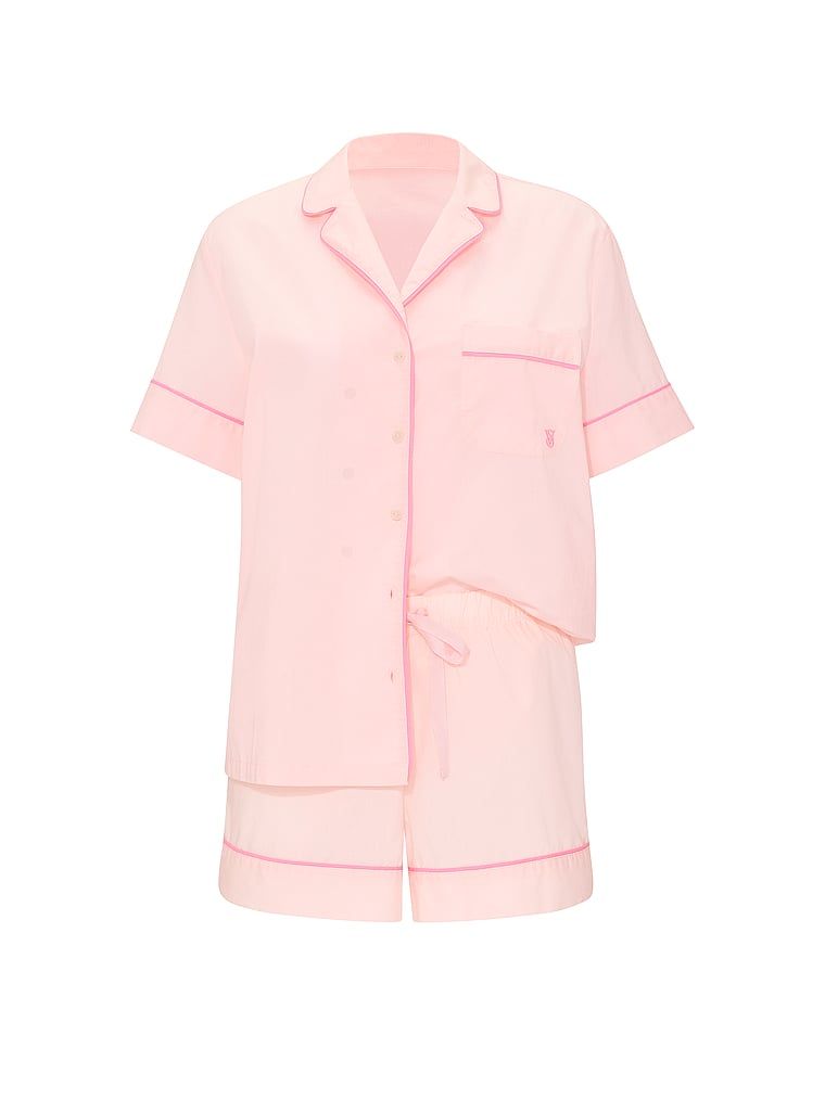 Pijamale din bumbac cu pantaloni scurți Heritage. Produsul este roz și provine din colecția Victoria's Secret.