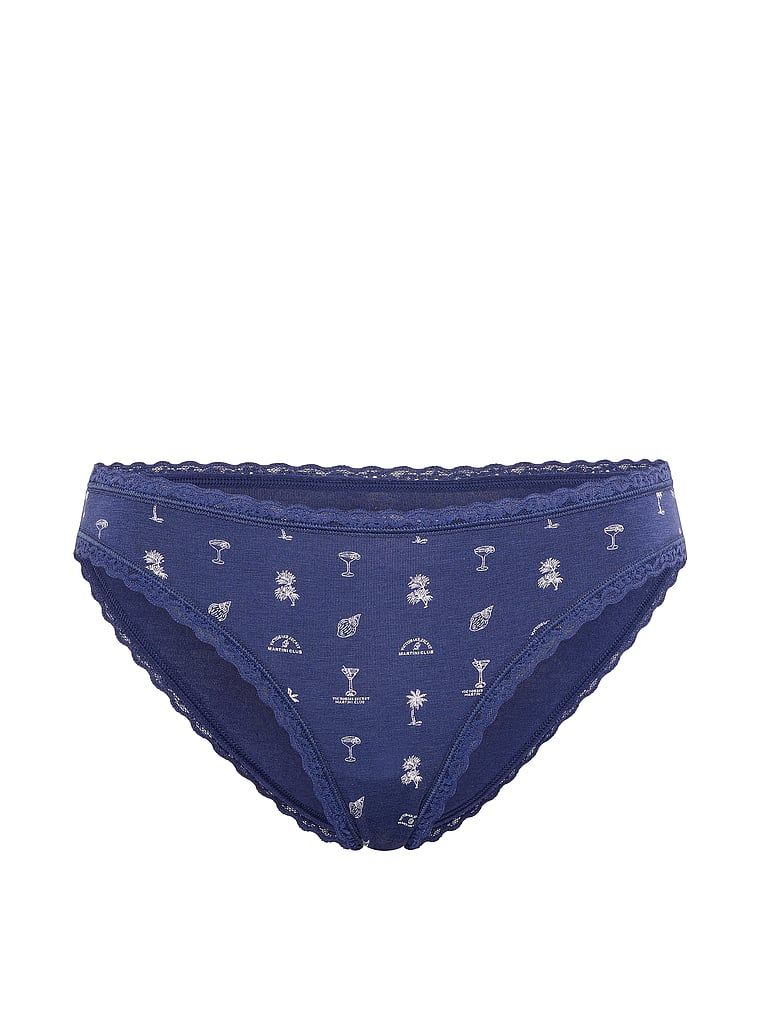 Chiloți din bumbac cu dantelă cu dantelă și baie de baie. Produsul este modelat și provine din colecția Lace Trim.