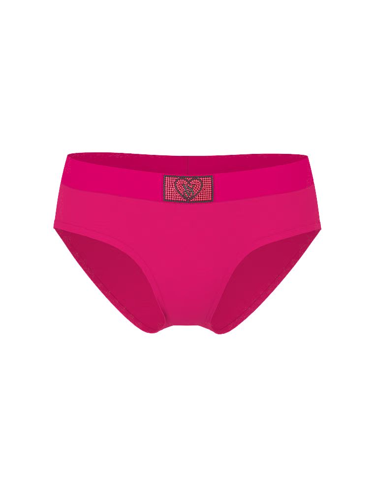 Chiloți de bumbac cu logo-ul lucios Heart Shine Patch Hiphugger. Produsul este roz și provine din colecția Bumbac.
