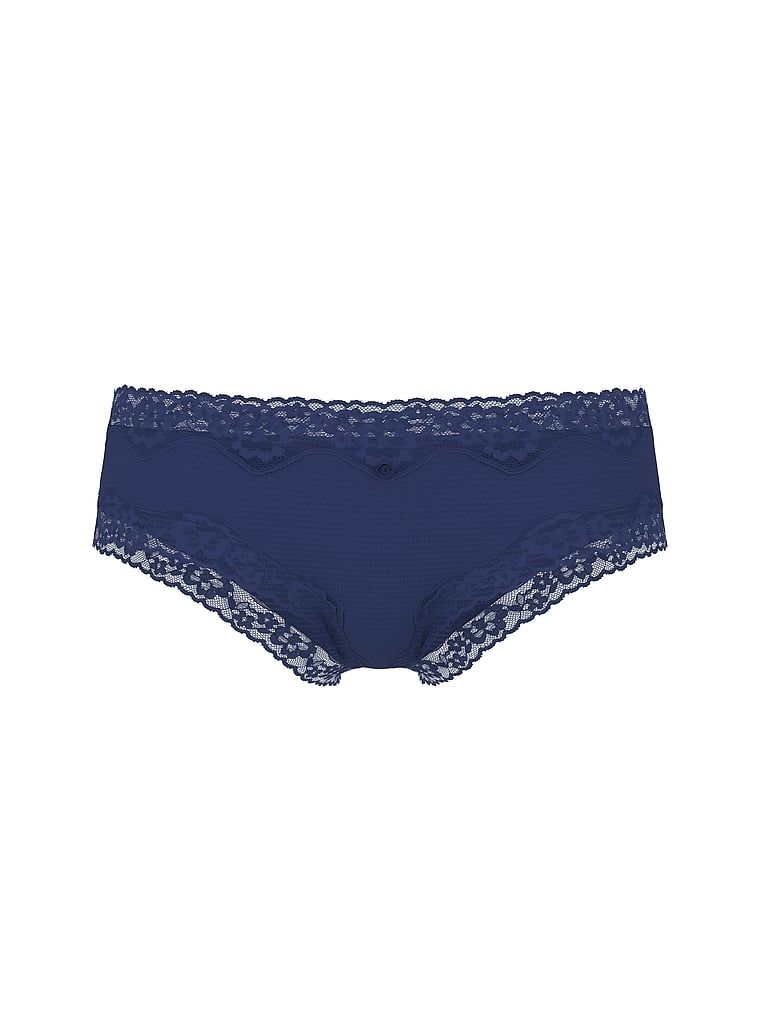 Chiloți de bumbac cu dungi cu dantelă pe margini Cheeky. Produsul este de culoare albastră și provine din colecția Lace Trim.
