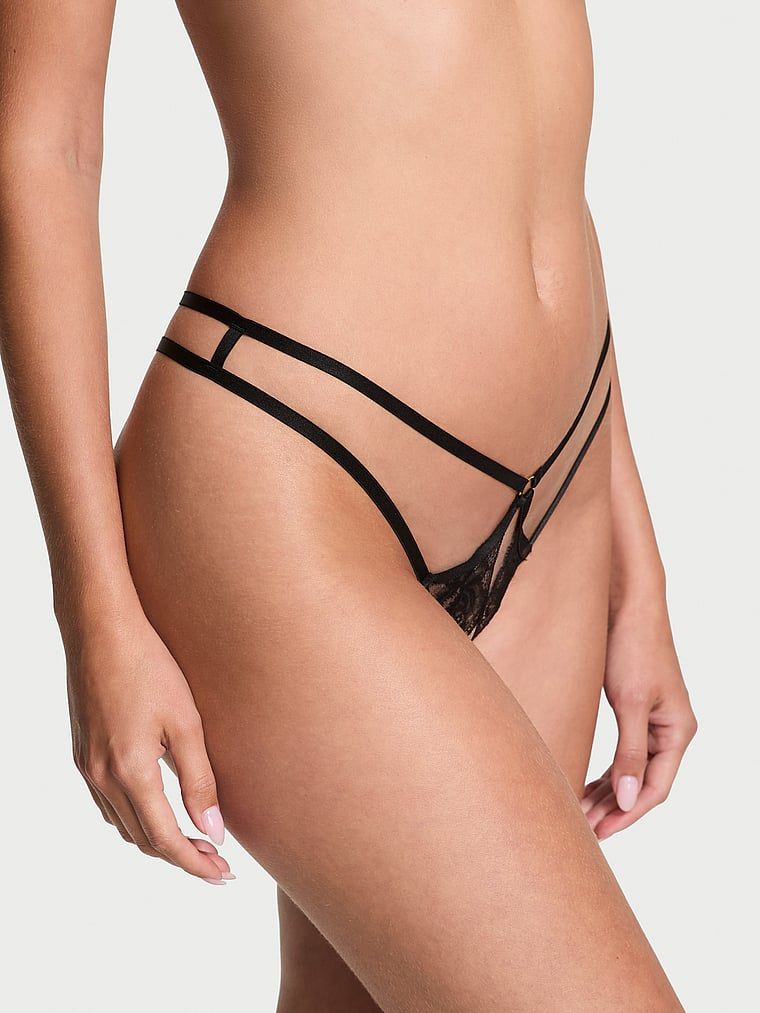 Very Sexy Chiloți Tanga Crotchless din dantelă în formă de trandafir