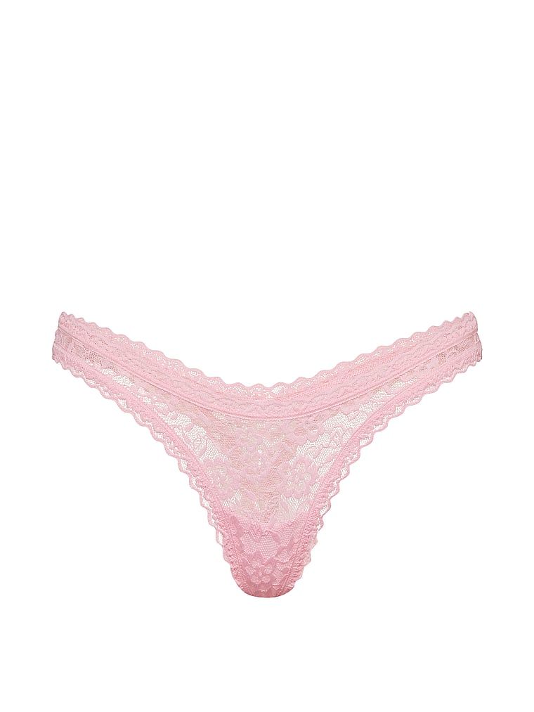Tanga Ultra-Mini Scoop din dantelă. Produsul este roz și provine din colecția Lacie.