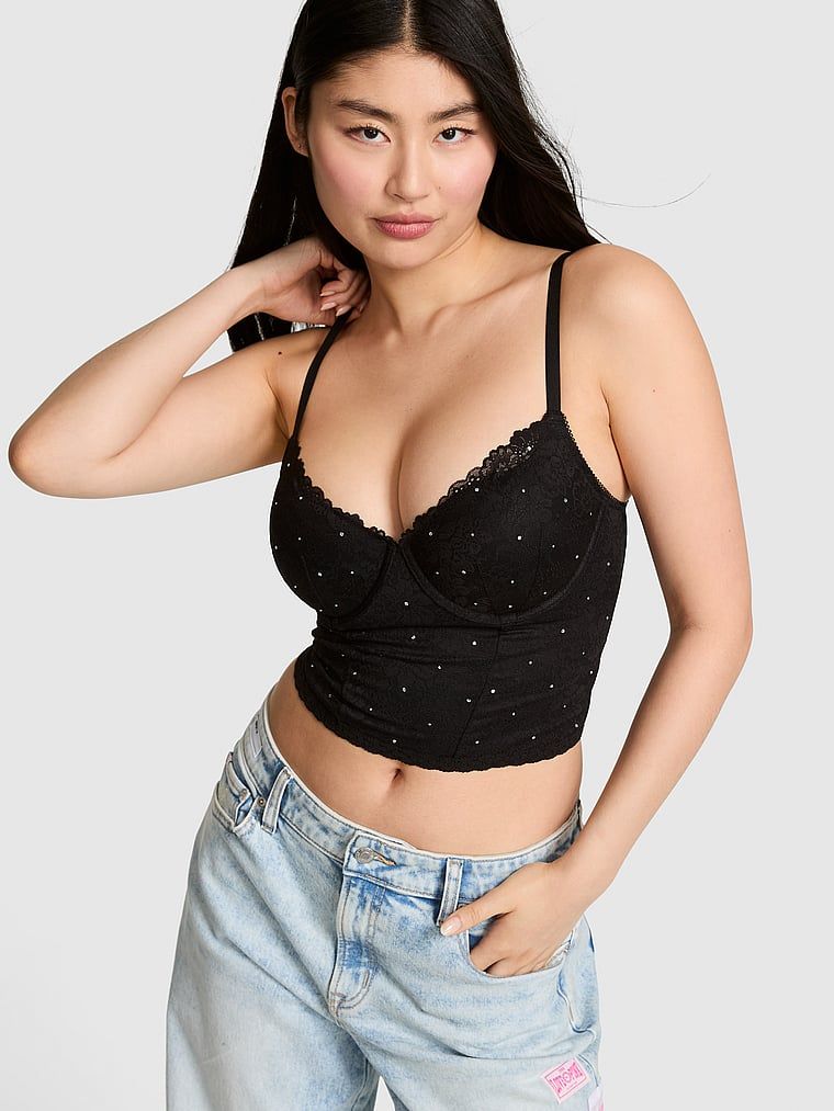 Top corset ușor căptușit cu decolteu scoop PINK Wink