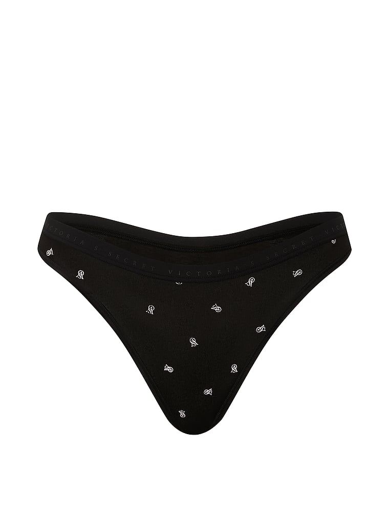 Tanga de bumbac cu picior înalt. Produsul are o culoare cu model și provine din colecția Victoria's Secret.