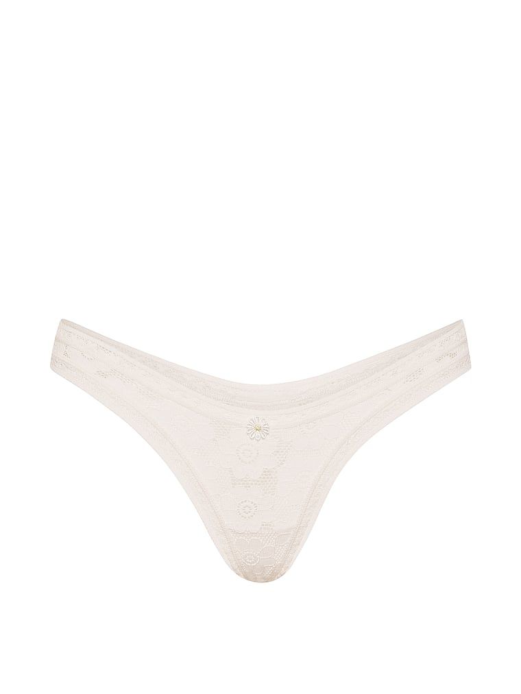 Tanga croșetată din dantelă Ultra-Mini Scoop. Produsul este de culoare albă și provine din colecția Lacie.