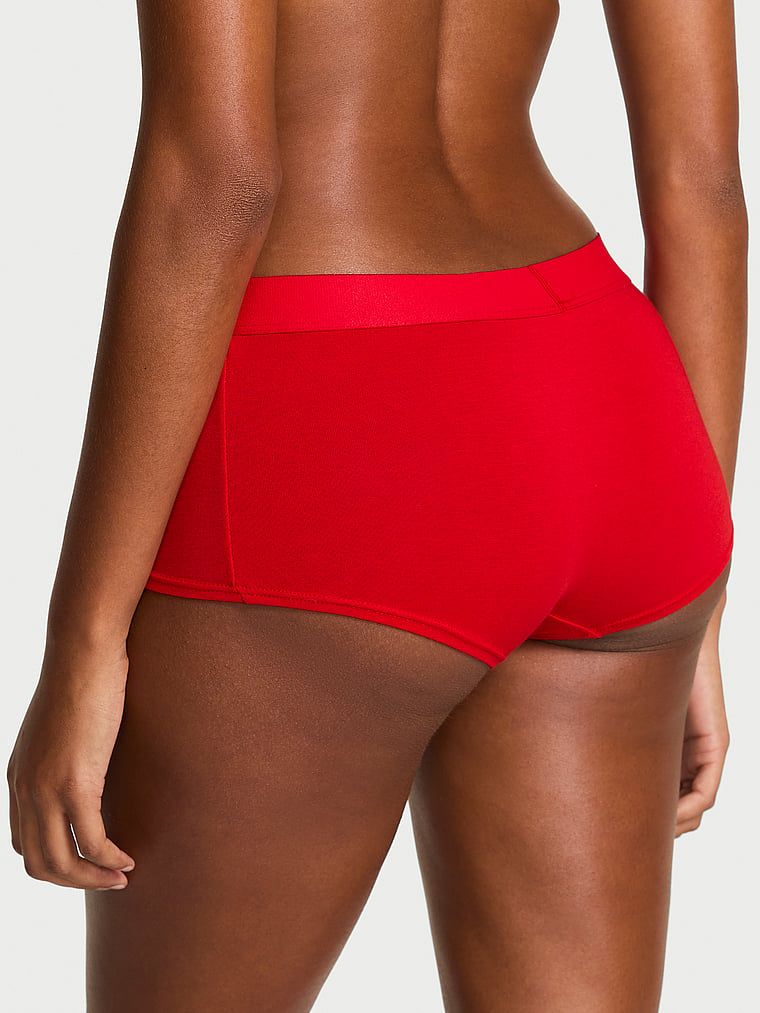 Pantaloni scurți din bumbac cu sigla Shine Patch strălucitor. Produsul este de culoare roșie și provine din colecția Cottumbac.