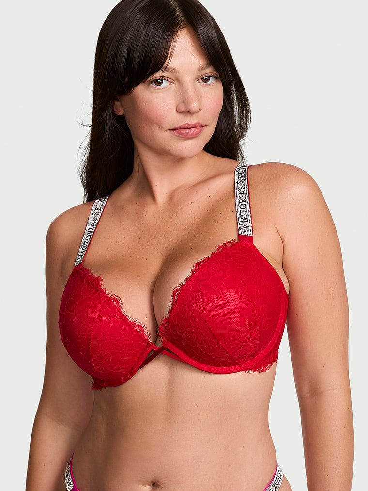 Very Sexy Sutien Push-Up din dantelă Shine Strap