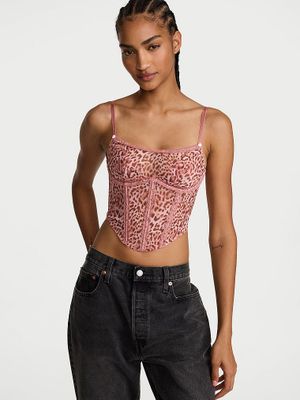 Dream Angels Top corset din plasă cu imprimeu animal print