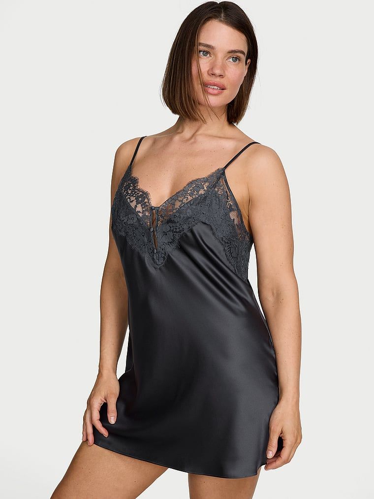 Dream Angels Rochie tip furou scurtă, din satin, cu margini din dantelă
