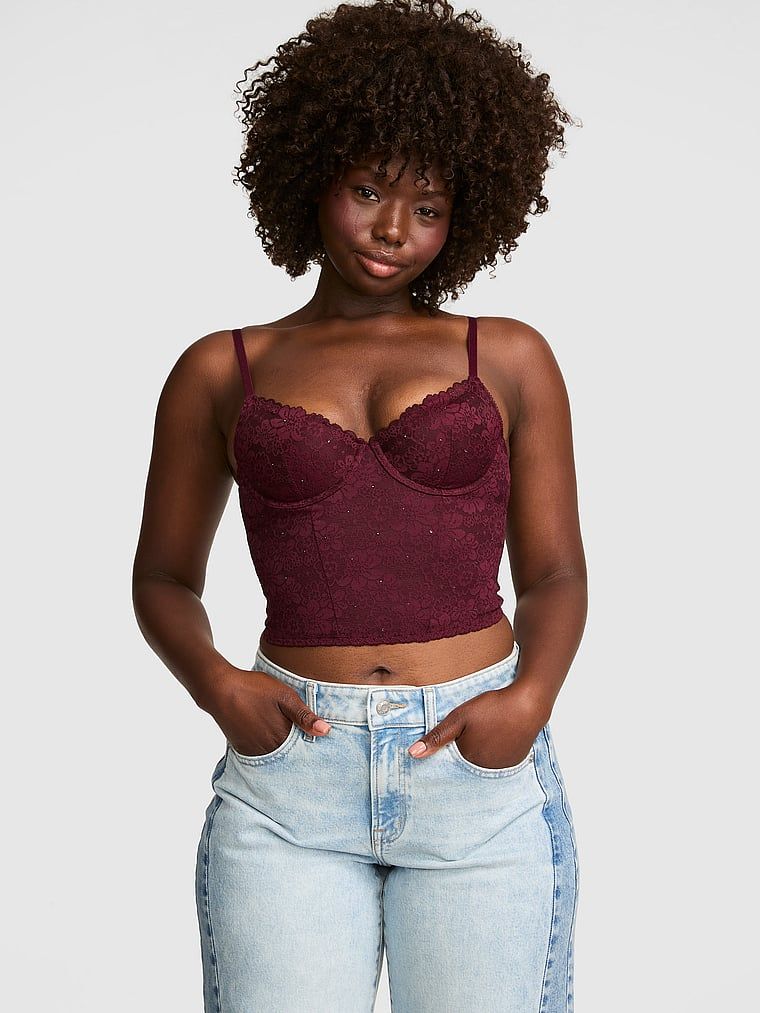 Top corset ușor căptușit cu decolteu scoop PINK Wink