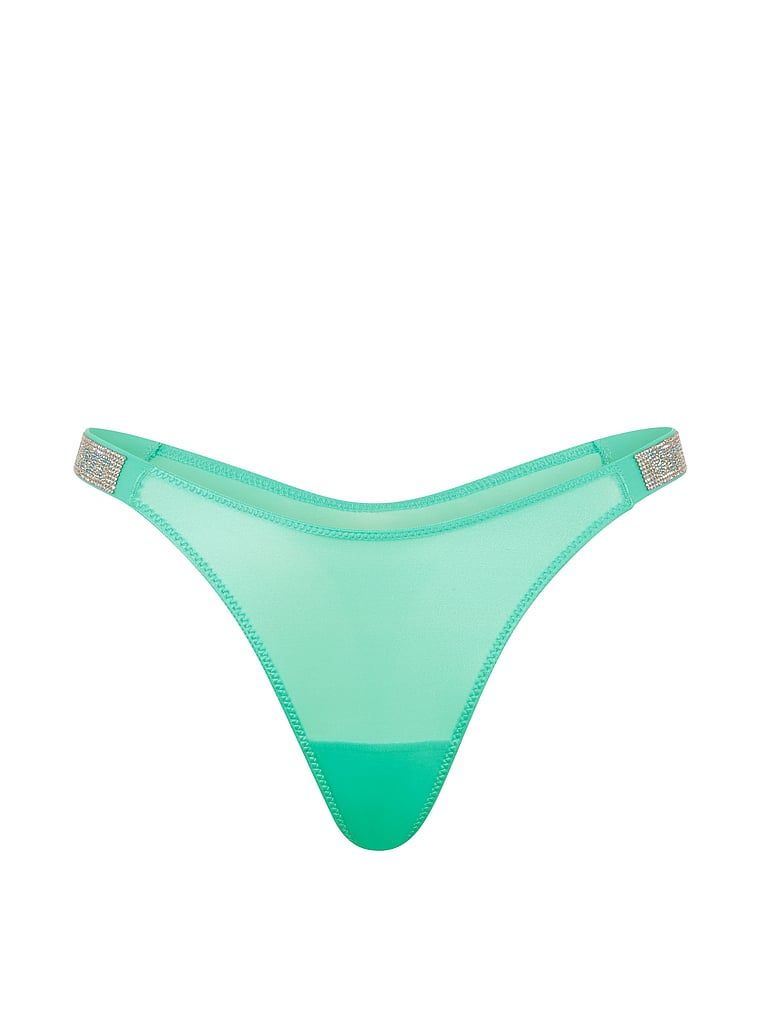 Tanga cu curele lucioase Shine Strap. Produsul este de culoare albastră și provine din colecția Very Sexy.